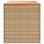 vidaXL Boîte de rangement de jardin beige résine tressée bois d'acacia