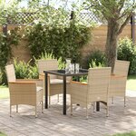 vidaXL Ensemble de salle à manger de jardin de 5 pièces avec coussins beige poly rattan