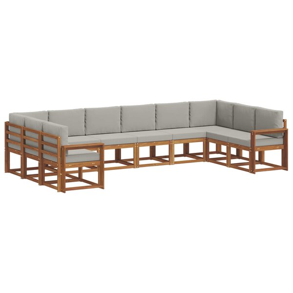 vidaXL Ensemble de canapés d'extérieur 10 pc Gris Naturel et Clair