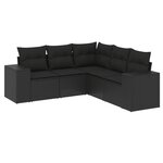 vidaXL Salon de jardin 5 Pièces avec coussins noir résine tressée
