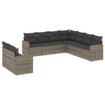 vidaXL Salon de jardin 9 Pièces avec coussins gris résine tressée