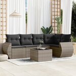 vidaXL Salon de jardin 6 Pièces avec coussins gris résine tressée