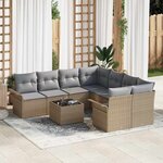 vidaXL Ensemble de canapé de jardin avec coussin 9 Pièces Beige et gris