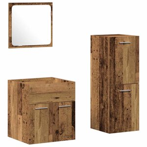 vidaXL Ensemble de mobilier de salle de bain 3 Pièces Bois Ancien