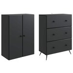 vidaXL Ensemble de Meubles 2 Pièces Noir 66 x 34 5 x 90 cm