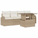 vidaXL Ensemble de canapé de jardin 5 Pièces Beige Poly rotin