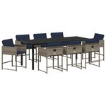 vidaXL Ensemble de salle à manger de jardin 9 pièces avec coussins Gris Poly Rattan