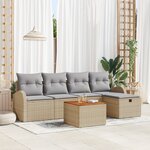 Ensemble de Canapés de Jardin vidaXL 6 Pièces avec Coussins Beige Poly Rattan
