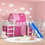 vidaXL Lit mezzanine enfants avec tunnel sans matelas rose 80x200 cm