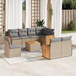 vidaXL Salon de jardin avec coussins 9 Pièces beige résine tressée
