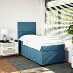 vidaXL Sommier à lattes de lit avec matelas bleu 80x200 cm velours