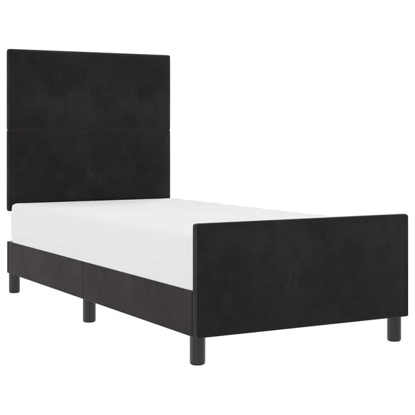 vidaXL Lit à ressorts avec tête de lit Noir 90 x 200 cm Velours