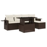 vidaXL Salon de jardin avec coussins 6 Pièces marron résine tressée