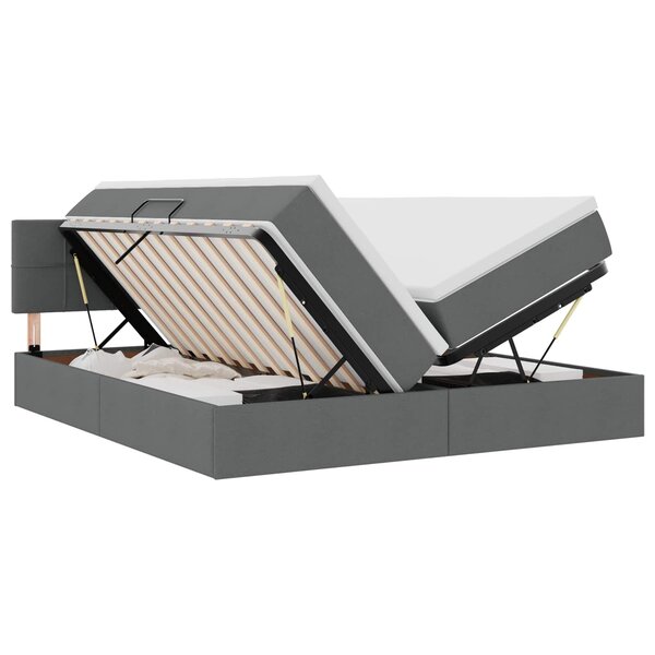 vidaXL Lit de Rangement Gris foncé 180 x 200 cm Cuir synthétique