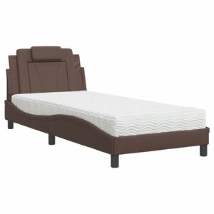 vidaXL Lit Viana avec matelas marron 90x200 cm similicuir