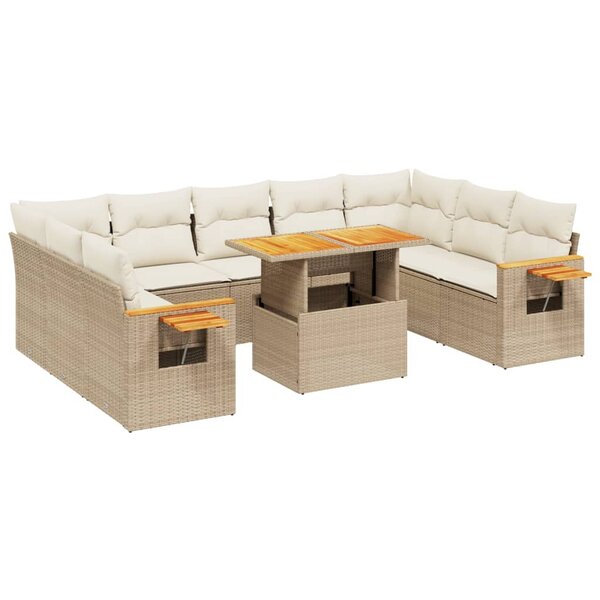 vidaXL Salon de jardin 11 Pièces avec coussins beige résine tressée
