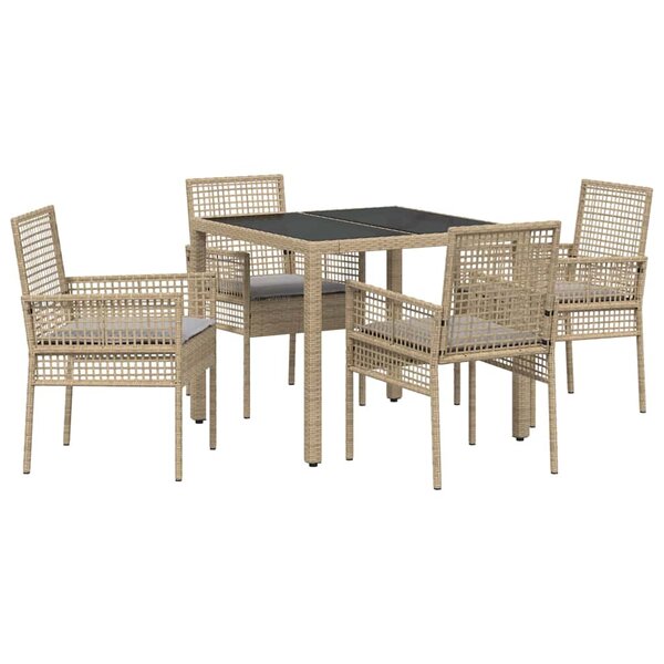 vidaXL Ensemble de salle à manger pour jardin 5 Pièces Beige Poly rotin