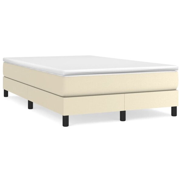 vidaXL Lit à sommier tapissier avec matelas Crème 120x200cm Similicuir