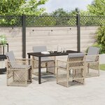 vidaXL Ensemble de Salle à Manger de Jardin 5 Pièces avec Coussins Beige en Poly Rotin