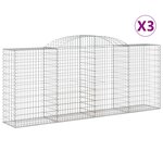 vidaXL Paniers à gabions arqués 3 Pièces 300x50x120/140 cm fer galvanisé