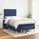 vidaXL Sommier à lattes de lit avec matelas bleu 120x190 cm tissu