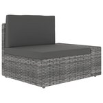 vidaXL Salon de jardin 12 Pièces avec coussins Gris Résine tressée