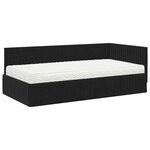 vidaXL Cadre de lit d'angle avec matelas 2 pc Noir 90 x 200 cm Velours
