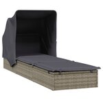 vidaXL Transat avec toit pliable gris 213x63x97 cm résine tressée