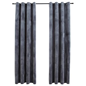 vidaXL Rideaux occultants et anneaux 2Pièces Velours Anthracite 140x245cm