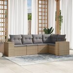 vidaXL Salon de jardin avec coussins 5 Pièces beige résine tressée