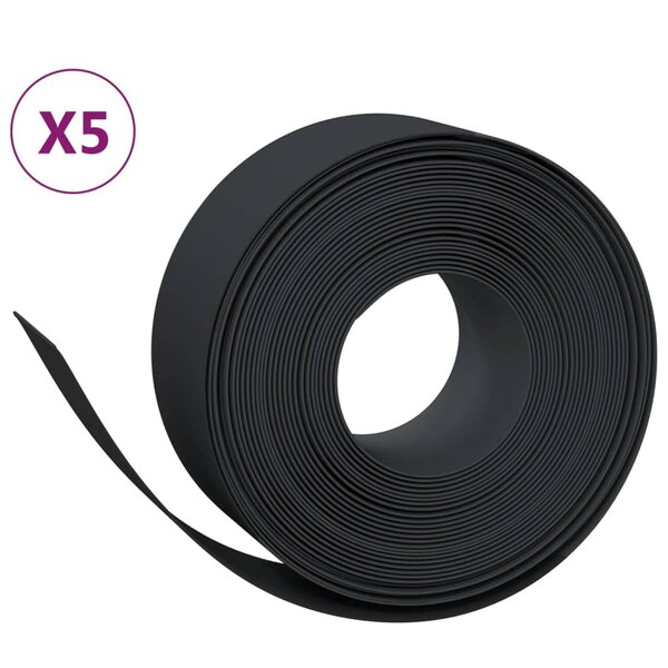 vidaXL Bordures de jardin 5 Pièces noir 10 m 20 cm polyéthylène
