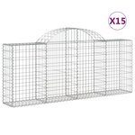 vidaXL Paniers à gabions arqués 15 Pièces 200x30x80/100 cm Fer galvanisé