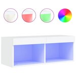 vidaXL Meuble TV avec lumières LED blanc 80x30x30 cm