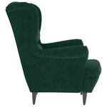 vidaXL Fauteuil à oreilles avec tabouret vert foncé velours