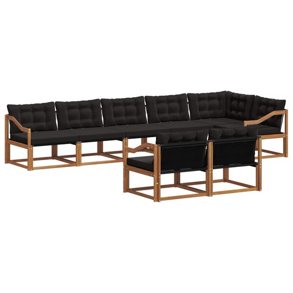 vidaXL Ensemble de canapés d'extérieur 8 pc Naturel et Noir