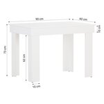 Table90 x 60 cm en Bois Blanc