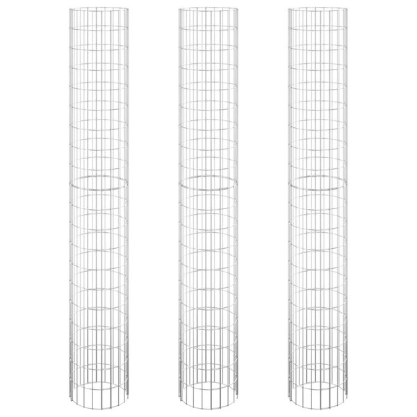 vidaXL Lit surélevé à gabion circulaire 3Pièces Acier galvanisé Ø30x200cm
