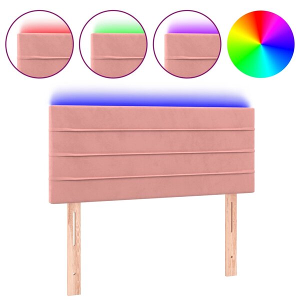 vidaXL Tête de lit à LED Rose 90x5x78/88 cm Velours