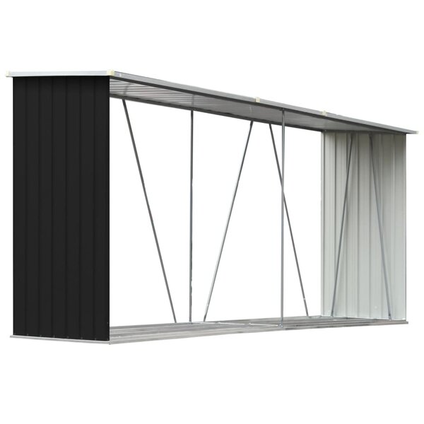 vidaXL Abri de stockage à bois Acier galvanisé 330x84x152cm Anthracite