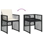 Ensemble salle à manger jardin 5 pièces avec coussins poly rotin noir