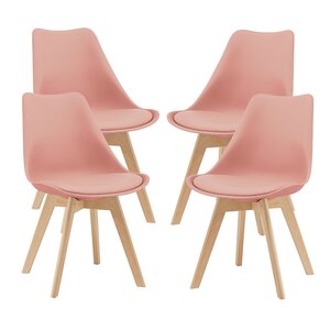 Lot de 4 chaises de salle à manger similicuir hêtre rose 03_0006766