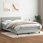 vidaXL Sommier à lattes de lit et matelas et LED gris clair 160x220cm velours