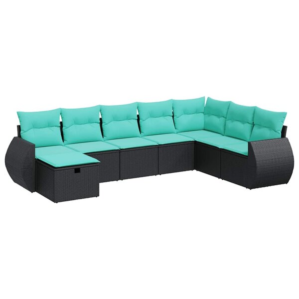 vidaXL Salon de jardin 8 Pièces avec coussins noir résine tressée