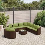 vidaXL Salon de jardin 10 Pièces avec coussins marron résine tressée