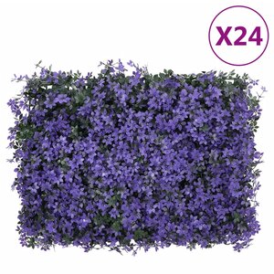 vidaXL Clôture à feuilles artificielles 24 Pièces violet 40x60 cm