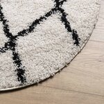 vidaXL Tapis shaggy à poils longs moderne crème et noir Ø 120 cm