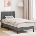 vidaXL Cadre de lit avec tête de lit Gris foncé 90 x 200 cm Velours