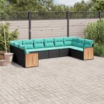 vidaXL Salon de jardin 10 Pièces avec coussins noir résine tressée