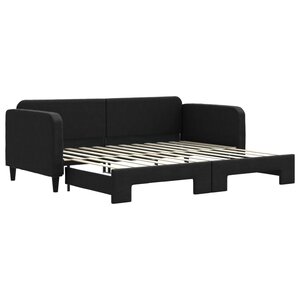 vidaXL Lit de jour avec gigogne sans matelas noir 90x200 cm