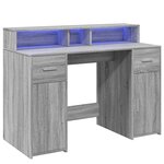 vidaXL Bureau et lumières LED sonoma gris 120x55x91cm bois ingénierie